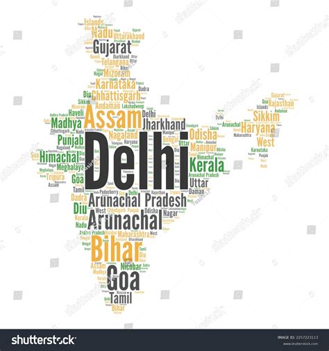 Indian Map Word Cloud Collage Indian Stock Vector (Royalty Free ...