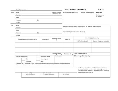 Cn 23 Customs Declaration Form ≡ Fill Out Printable PDF Forms Online