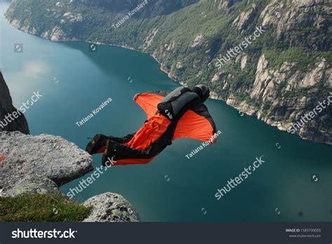 Lysebotn Norway 14july2010 Base Jumper Red Stock Photo 1589799055 ...