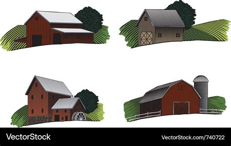 Old barn scenes color Royalty Free Vector Image