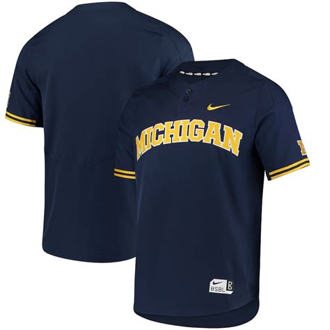 Nike Michigan Wolverines Navy Two-Button Vapor Performance Baseball Jersey