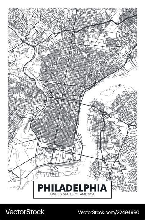 Poster map city philadelphia Royalty Free Vector Image