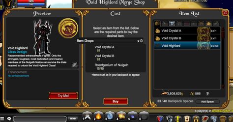 Got the Void Highlord class. Here are my thoughts on the grind. : AQW