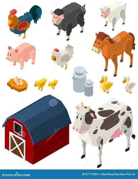 3D Design For Many Types Of Farm Animals Cartoon Vector | CartoonDealer.com #87777893