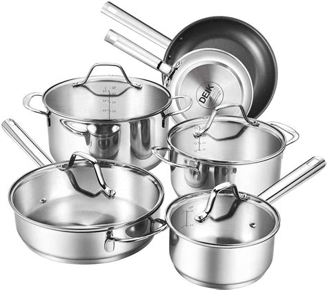 Cook Delicious food buy DEIK 10-Piece Stainless Steel Nonstick Cookware ...