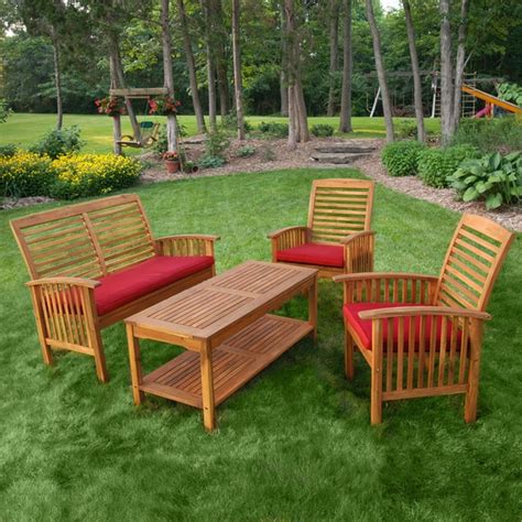 Acacia Wood 4-piece Patio Set - Overstock™ Shopping - Big Discounts on Sofas, Chairs & Sectionals