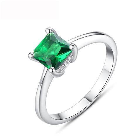 Emerald Sterling Silver Ring - DARG0035. Free Shipping, Easy 30 Days Returns and Exchange, 6 ...