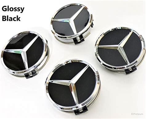 Buy Mercedes Benz Wheel Center Caps - Glossy Black - Set of 4 Pcs - New ...