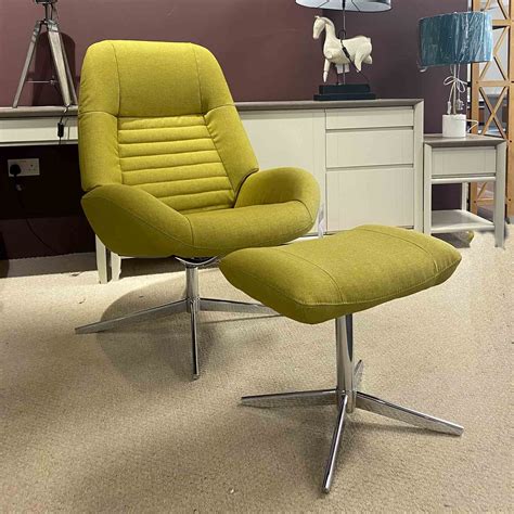 Louie Swivel Reclining Armchair With Footstool Fabric Light Green ...