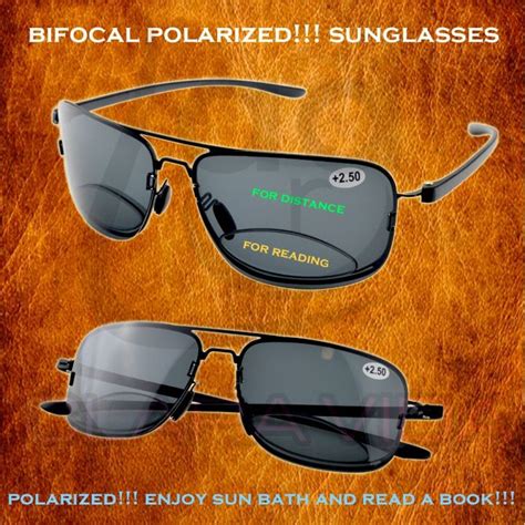 Pilot Frame Black Lenses See Near and Far Polarized Bifocal Reading SunGlasses +0.75 +1 +1.25 +1 ...