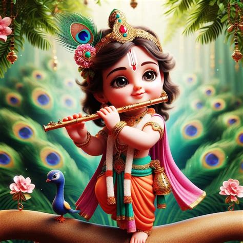 Premium Photo | Krishna holding flute Ai generate