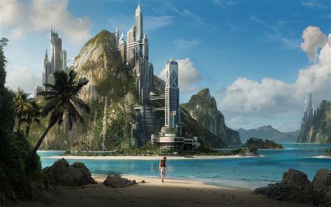 Tropical Paradise of the Future Wallpaper and Background Image | 1440x900 | Futuristic city, Sci ...