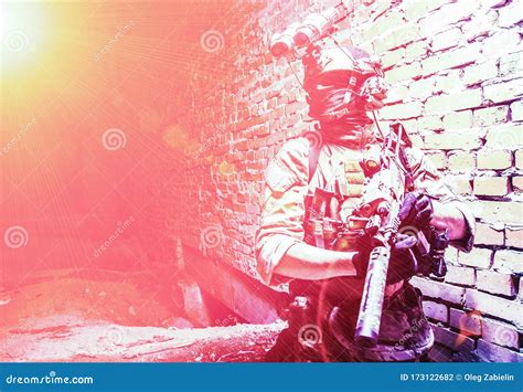 Elite Military Soldier Soldier with Modern Armament Stock Photo - Image of elite, ammunition ...