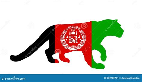 Afghanistan Flag Over Snow Leopard National Animal Vector Silhouette ...