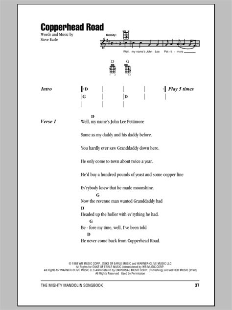 Copperhead Road by Steve Earle - Mandolin Chords/Lyrics - Guitar Instructor