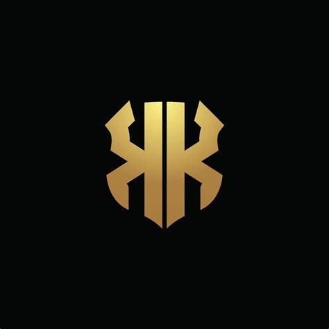 KK logo monogram with gold colors and shield shape design template ...