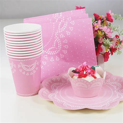 Aliexpress.com : Buy Pink Rose Paper Plates Cups Napkins Cupcake ...