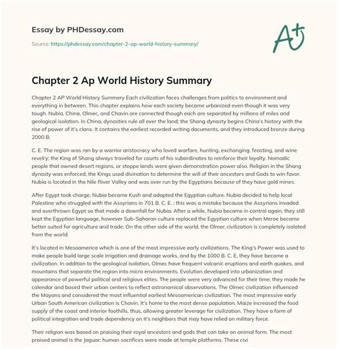 Chapter 2 Ap World History Summary (500 Words) - PHDessay.com