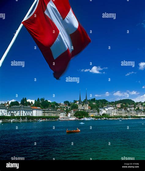 Swiss flag lake lucerne hi-res stock photography and images - Alamy