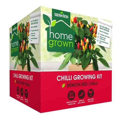 Unwins Chilli Growing Kit Kitchen Window Indoor Garden Wooden Planter Box