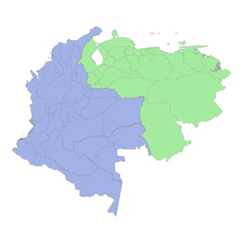 High quality political map of Colombia and Venezuela with borders of ...