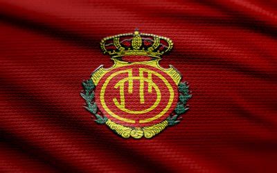 Download RCD Mallorca fabric logo, 4k, red fabric background, LaLiga ...