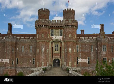 Brick built castle at Herstmonceux in East Sussex, England Stock Photo ...