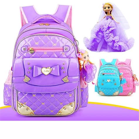 New Cute Children Backpack Grade 1 6 Girls School Bags PU Orthopedic Schoolbag Waterproof ...