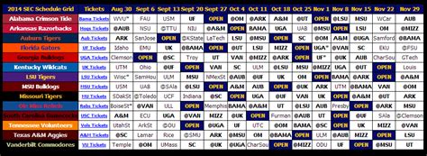 Print 2014 SEC Football Schedule - SEC12.com - SEC Football