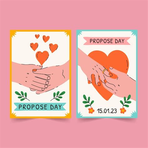 Free Vector | Flat propose day greeting cards collection