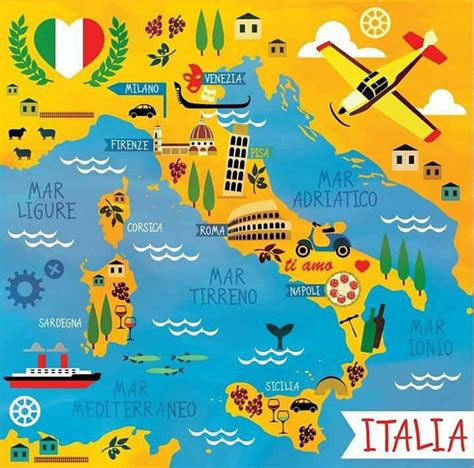 Pin by Rita on Countries | Italy for kids, Italy map, Cartoon map