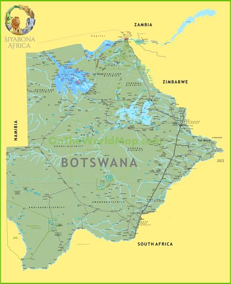 Large detailed map of Botswana - Ontheworldmap.com