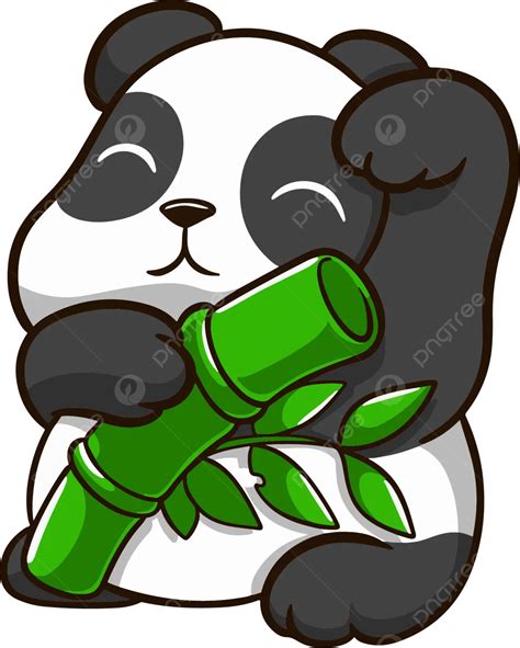 Cartoon Baby Panda With Cute Bamboo Vector, Cartoon, Panda, Baby Panda ...