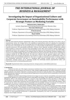 (ijbm)Investigating the Impact of Organizational Culture and Corporate Governance on ...