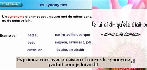 Exprimez-vous avec précision : Trouvez le synonyme parfait pour je lui ai dit - TutoBrain ...