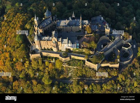 Aerial view, Burg Hohenzollern Castle, Hechingen, Swabian Alp Stock Photo, Royalty Free Image ...