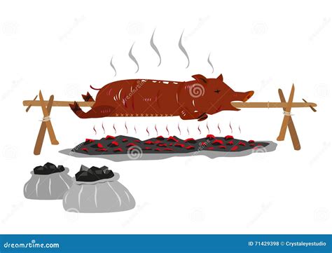 Roast Pig Lechon Roasting Color Drawing Royalty-Free Stock Photography | CartoonDealer.com ...