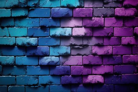 Premium AI Image | Brick wall texture in shades of blue and purple