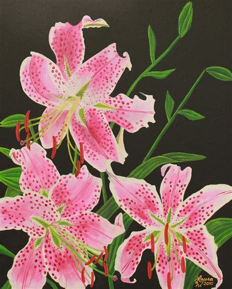 Stargazer Lily Original Acrylic Painting on Stretched Canvas