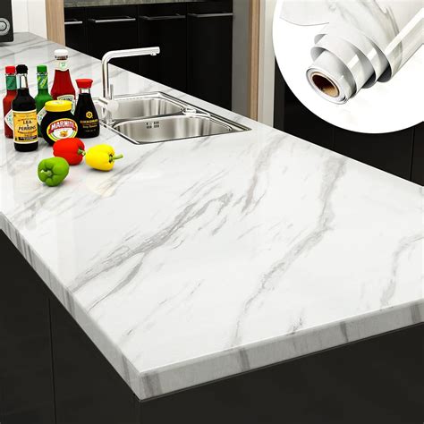 Yenhome Marble White Contact Paper 17.7x118 inch Peel and Stick ...