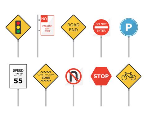 Road Sign Set Vector Art & Graphics | freevector.com