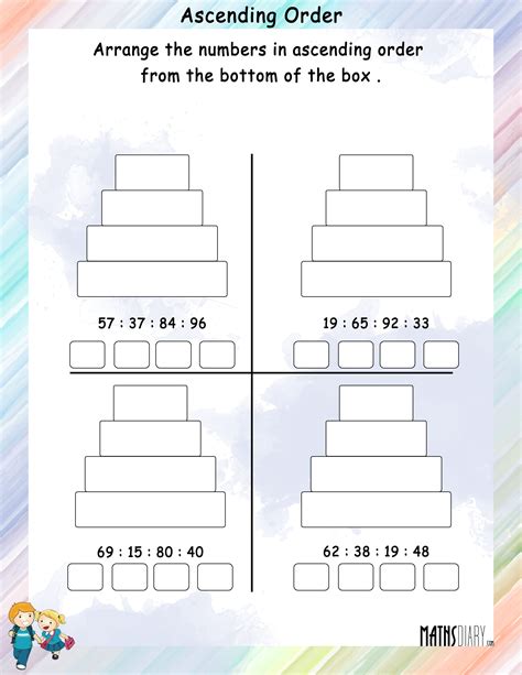 Arrange numbers in Ascending Order in boxes - Math Worksheets ...