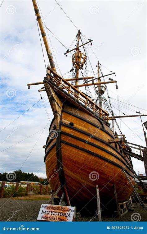 Punta Arenas, Chile - February 10, 2015: Magellan Replica Ship at the ...