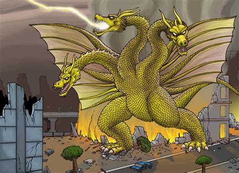 Ghidorah, the three headed monster by hawanja on DeviantArt