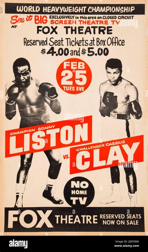 1964 Cassius Clay vs. Sonny Liston Closed Circuit Fight Poster Stock ...