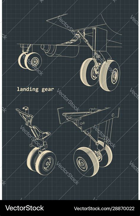 Airplane landing gear drawings Royalty Free Vector Image