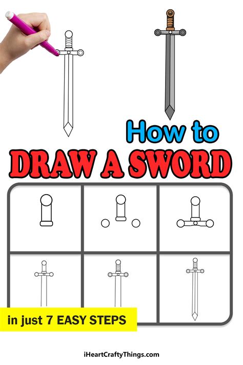 Sword Drawing - How To Draw A Sword Step By Step