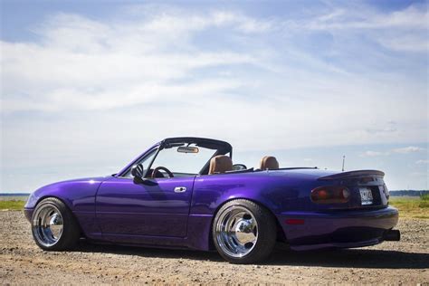 Slammed Stanced Purple na6 mx-5 miata on 15x9 -10et chrome wheels. @the ...