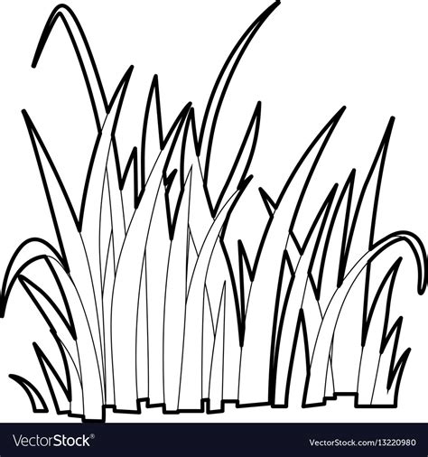 Grass icon outline style Royalty Free Vector Image