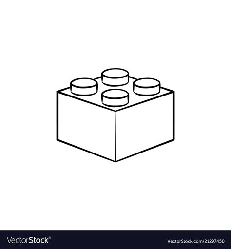 Building lego block hand drawn outline doodle icon. Construction, building, brick, game concept ...